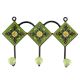Ceramic Floral Tile Hook in Pea Green